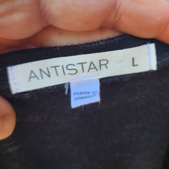 Antistar Black Marled Bodycon Dress Ruched Sides Sleeveless Crewneck - Picture 11 of 13